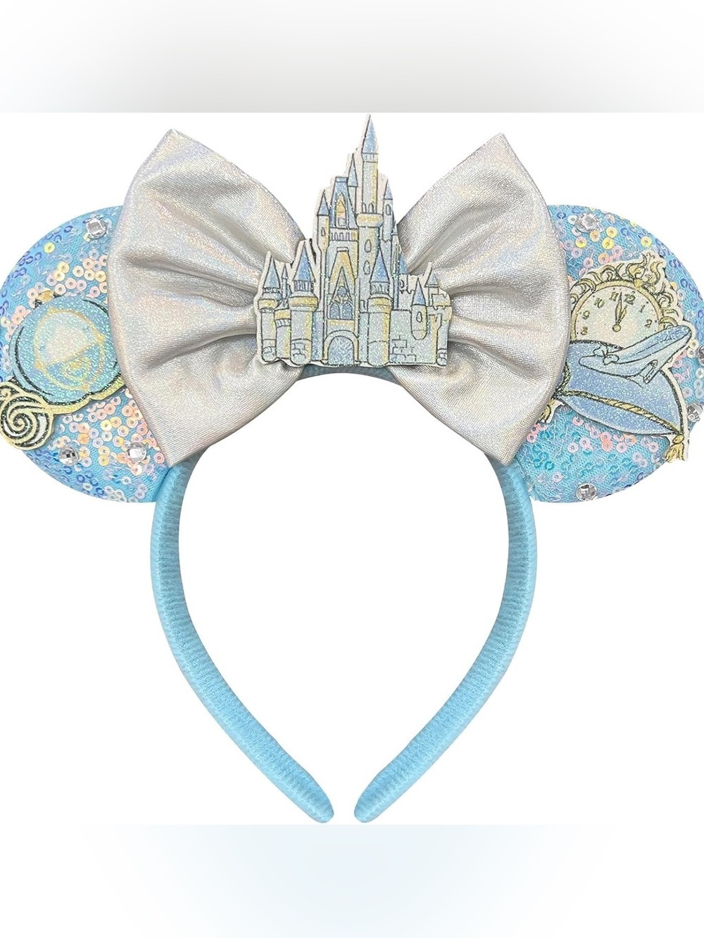 Disneyland Silver Castle Bow Women’s/Kids Headband - Light Blue Ears